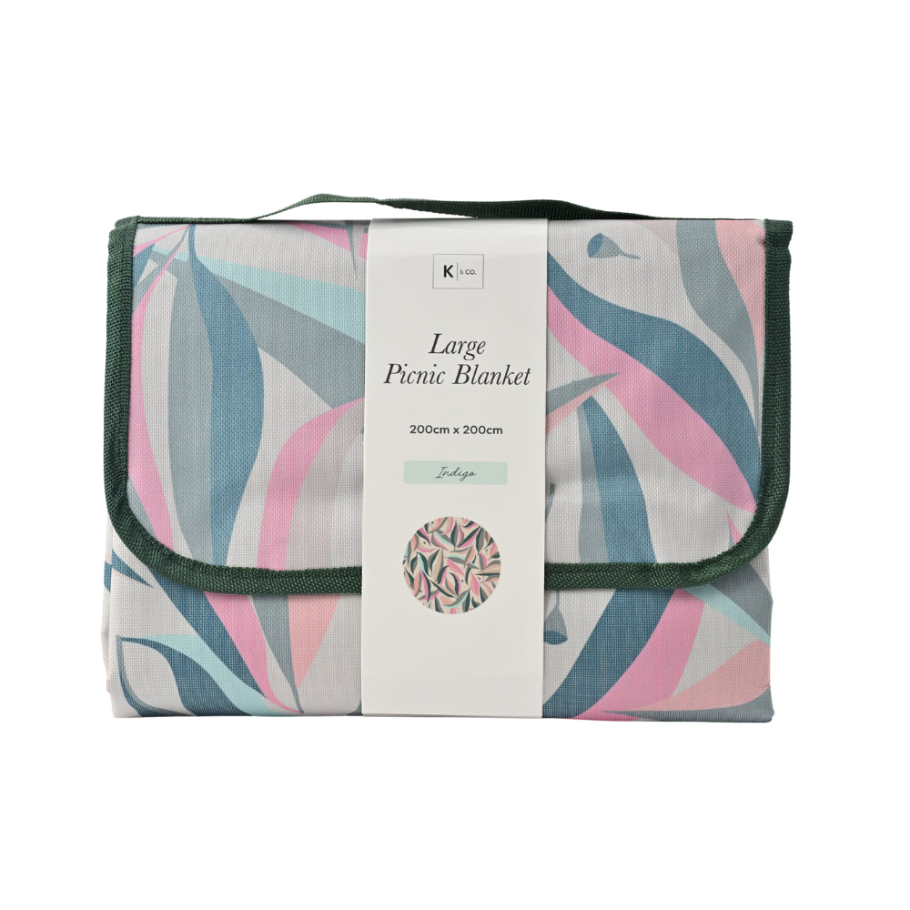 Indigo Series Picnic Blanket Large - GUM LEAVES